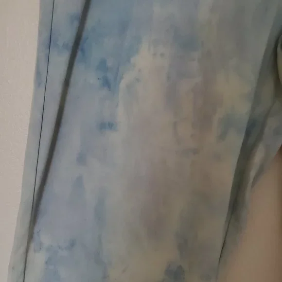 Men's Painted tie dyed cotton white grey blue khaki tan gray pants 32 30 medium - Picture 9 of 11